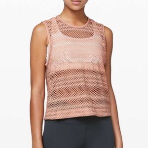 LULULEMON Antique Sweat Your Heart Out Mesh Active Training Workout Tank Top 4‎